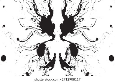 Abstrakter Rorschach Inkblot Test schwarz-weißer Grunge-Hintergrund