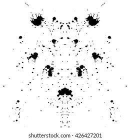 Abstract Rorschach Test. Symmetrical Ink blot. Symmetrical Rorschach blot on a white background on a white background.