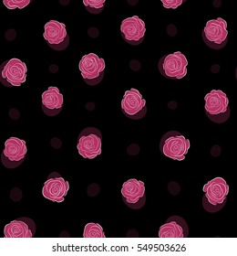 Abstract rose background in pink colors. Bouquet of retro plants. Roses seamless pattern with flowers in Victorian style. Floral illustration. Vector vintage design.