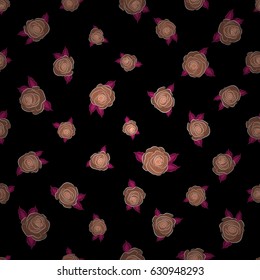 Abstract rose background in pink colors. Bouquet of retro plants. Roses seamless pattern with flowers in Victorian style. Floral illustration. Vector vintage design.