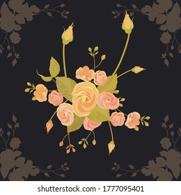 abstract rose with black background. illustration vector