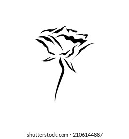 an abstract rose in black line style