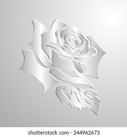 Abstract Rose cut out of paper on  paper background Vector illustration