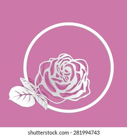 Abstract Rose cut out of paper on pink  background Vector illustration
