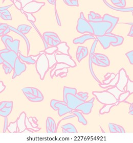 Resumen de diseño de patrón sin costuras de Rose Floral para textiles de moda, gráficos, fondos y artesanías