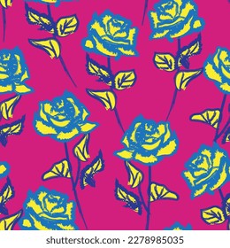 Abstract Rose Floral seamless pattern design for fashion textiles, graphics, backgrounds and crafts