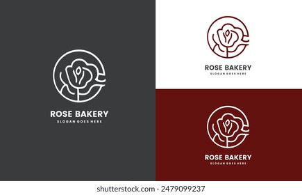 Abstract Rose Flower Bakery logo graphic design template