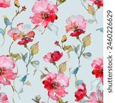 Abstract rose flower blooming design. Pattern with floral seamless. Grunge textured abstract art vector  with flower and plants in watercolor style.