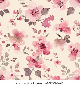 Abstract rose flower blooming design. Pattern with floral seamless. Grunge textured abstract art vector  with flower and plants in watercolor style.