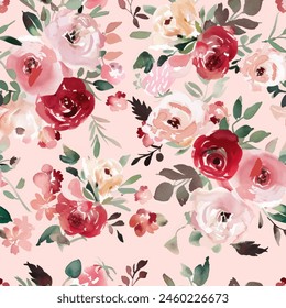 Abstract rose flower blooming design. Pattern with floral seamless. Grunge textured abstract art vector  with flower and plants in watercolor style.