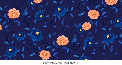 Resumen del patrón de flores de rosa. Hermoso patrón floral. Buscar patrón de relleno en los swatches