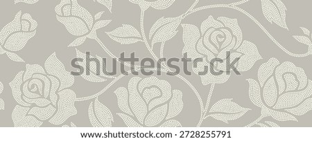 Abstract rose flower seamless pattern with dotted style.