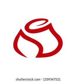 Abstract rose flower symbol on white backdrop. Design element