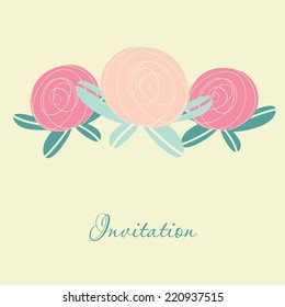 Abstract rose flowers. Vector illustration for your design. Invitation or greeting card design