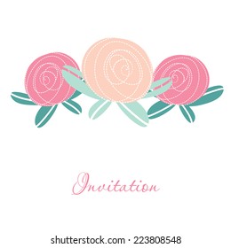 Resumen de flores de rosa. Ilustración vectorial para su diseño. Diseño de la tarjeta de bienvenida o de invitación