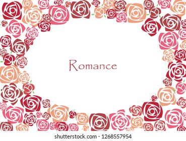 Abstract rose frame vector on white background for decoration on Valentine's day and wedding events.