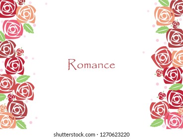 Abstract rose frame vector on white background for decoration on Valentine's day and wedding events.