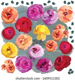 Abstract rose garden on white background