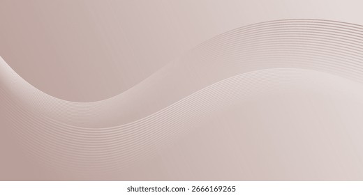 Abstract rose gold background. Shiny metallic wave stripes line element. Modern luxury template design. Glowing wavy lines. Suit for banner, poster, flyer, card, brochure, presentation, website