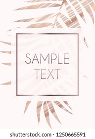 Abstract Rose Gold Beautifil Palm Tree Leaf  Silhouette Background Vector Illustration EPS10
