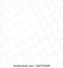 Abstract rose gold color line triangle and hexagon on white background, vector illustration