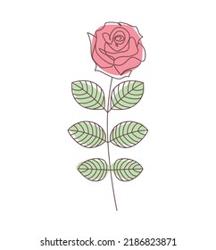 Abstract rose line drawing flower natural liner doodle rose art