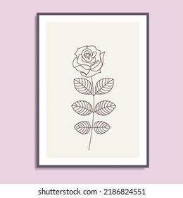 Abstrakte Rosenlinien, Wandmalereien, Blumen natürliche Plakatbedeckungsdekoration