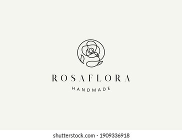 Resumen del diseño del logotipo de la línea de rosa . Plantilla de diseño de líneas de arte con logotipo moderno