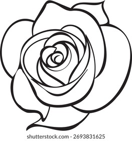 Abstract Rose Outline with Smooth Flowing Curves Icon