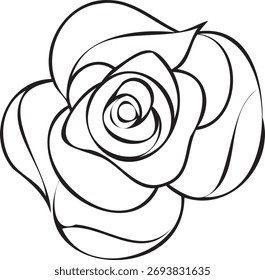 Abstract Rose Outline with Smooth Flowing Curves Icon