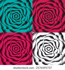 Abstract Rose Petal Layered Pattern - Vibrant Floral Texture for Modern Art and Textile Design