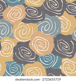 Abstract  Rose Seamless Pattern with Fabric Texture