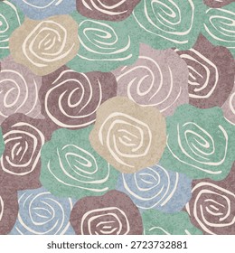 Abstract  Rose Seamless Pattern with White Outlines