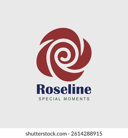 Abstract Rose Swirl Logo, Modern Floral Emblem, Elegant Petal Icon, Stylized Bloom Symbol, Circular Flower Design