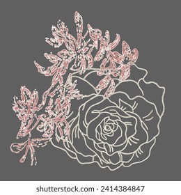Abstract rose. Vector illustration.Tattoo rose.