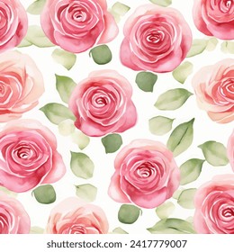 Abstract roses floral seamless pattern. Bright colors, painting on a light background. water color seamless pattern for beauty products or other.