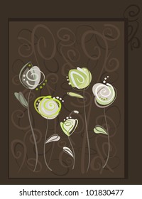 Abstract roses gift card. Floral pattern vector eps10 illustration with space for text. Raster file included in portfolio