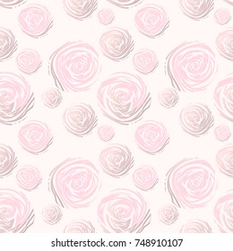 Abstract Roses Seamless Pattern. Pastel and Gold. Artistic background for wallpaper, wrapping, textile, wedding, save the date, banner, brochure, poster, home decor, etc. Vector 