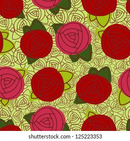 Abstract roses seamless pattern. Vector illustration