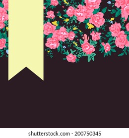 Abstract roses shabby chic background with space for text. Wedding, birthday, celebration card template.