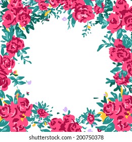 Abstract roses shabby chic background with space for text. Wedding, birthday, celebration card template.