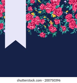 Abstract roses shabby chic background with space for text. Wedding, birthday, celebration card template.
