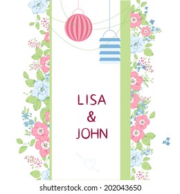 Abstract roses shabby chic background with space for text. Wedding, birthday, celebration card template.