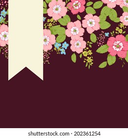 Abstract roses shabby chic background with space for text. Wedding, birthday, celebration card template.