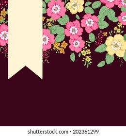 Abstract roses shabby chic background with space for text. Wedding, birthday, celebration card template.