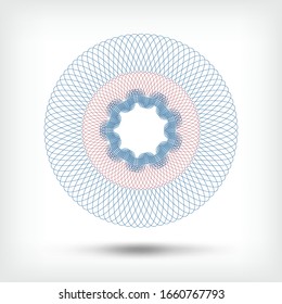 Abstract  rosette with layers of light blue and pink lines