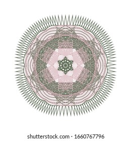 Abstract  rosette with layers of light green and pink lines