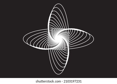 Abstrakter Drehen von Spirograph Spiralspirale 4 Propellerblättern. Vektorgrafik.