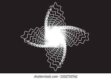 Abstrakte, rotierende Linien Spirograph Spiralspirale 4 Propellerblätter. Vektorgrafik.