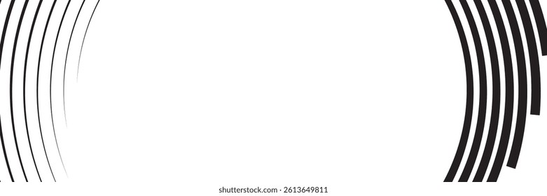 Abstract rotated black lines in circle form. Geometric art. Monochrome background. Design element for frame, web, logo, prints, template, presentation end textile pattern